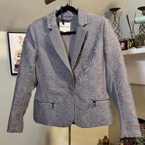NWT Reiss Silver and Gray Women's Blazer w/Metallic Thread Mixed Media Fabrics